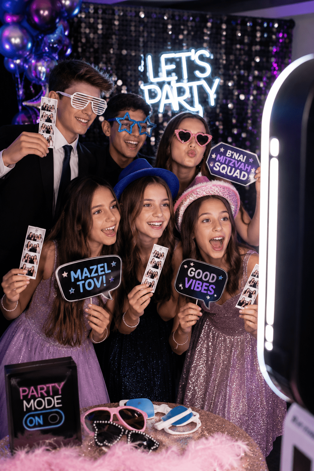 Mitzvah guests using photo booth