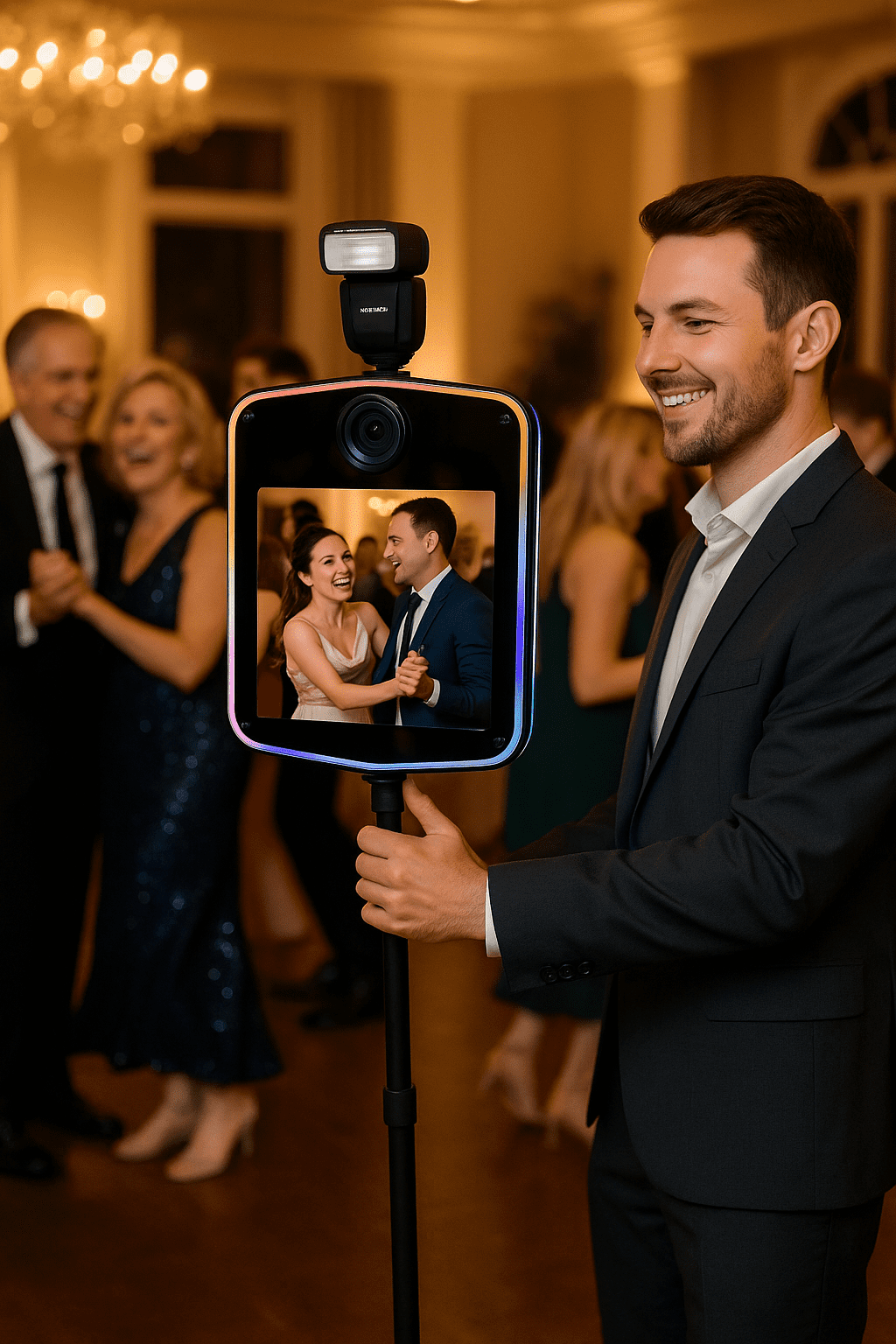 Roaming photo booth in action